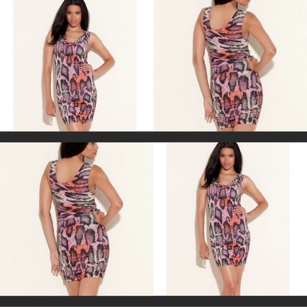 GUESS Rhonnie body con dress
Mixed pink, gray, orange and black colors Small